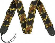 FENDER Monogrammed Strap, Black/Yellow/Brown, 2" Oulu