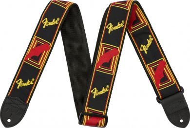 FENDER Monogrammed Strap, Black/Yellow/Red, 2" Oulu