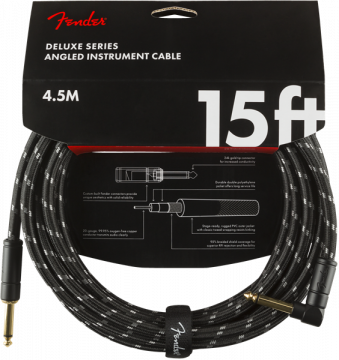 FENDER DELUXE SERIES INSTRUMENT CABLE 15ft, STRAIGHT-ANGLE