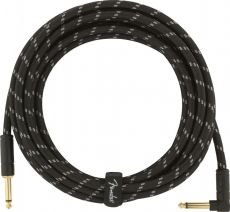 FENDER Deluxe Series Instrument Cable, Straight-Angle, 15ft, Black Tweed Oulu