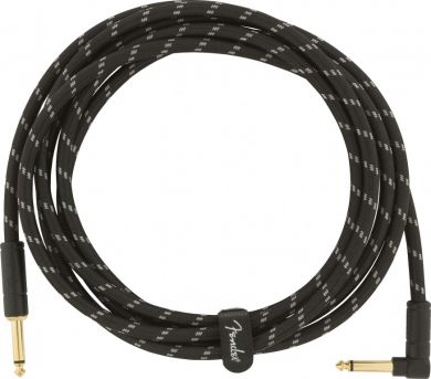 FENDER Deluxe Series Instrument Cable, Straight-Angle, 10ft, Black Tweed Oulu