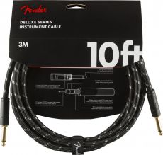 FENDER Deluxe Series Instrument Cable, Straight-Straight, 10ft, Black Tweed Oulu