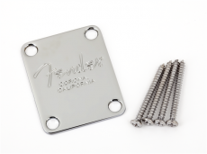 Fender 4-Bolt American Series Bass Neck Plate with "Fender® Corona" Stamp (Chrome) Oulu