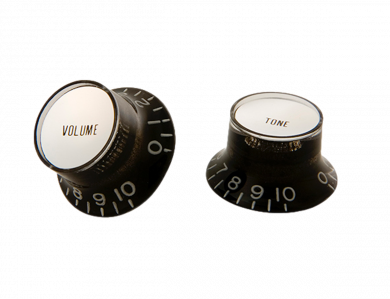 Gibson Top Hat Knobs w/ Silver Metal Insert Black Oulu