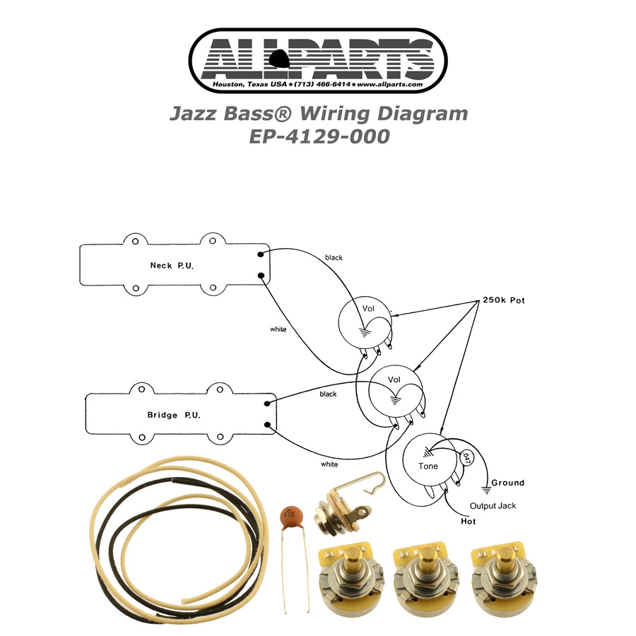 Wiring Kit for Jazz Bass - Kitarapaja