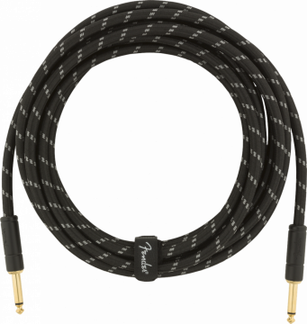 FENDER Deluxe Series Instrument Cable, Straight-straight, 15ft, Black Tweed Oulu