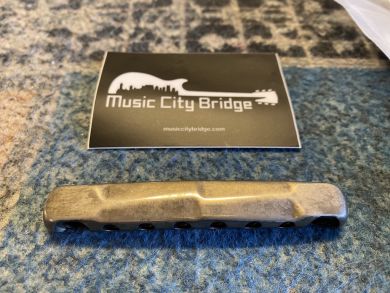MUSIC CITY BRIDGE TRAPEZE WRAP-OVER COMPENSATED 1952-1953 GIBSON REPLACEMENT BRIDGE, Aged