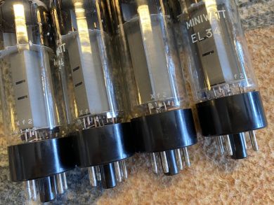 NOS MINIWATT BY MULLARD EL34/Xf2 MATCHED QUARTET, early 60´s