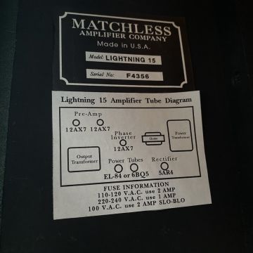 MATCHLESS LIGHTNING 15 COMBO 1996