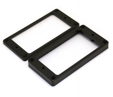 Humbucking Pickup Rings Slanted Black Plastic Set
