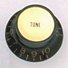 Black Reflector Tone Knob Pair, Gold Center