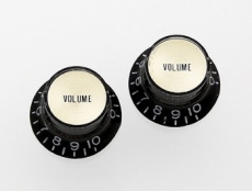 Black Reflector Volume Knob Pair, Gold Center