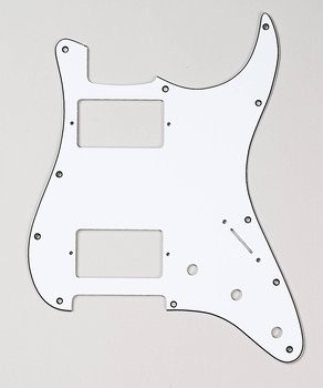 White 3-Ply Pickguard for Stratocaster, 2 Humbucker 