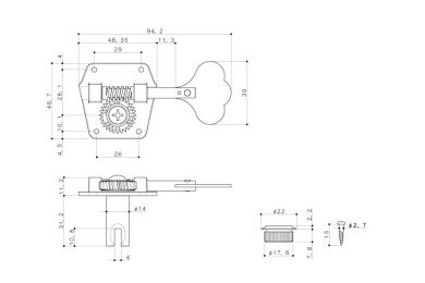 Gotoh Reverse Wind Bass Tuning Keys Nickel